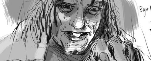 Sketch del storyboard de Iron Man 2... Mickey Rourke como Whiplash