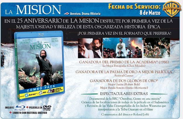Anuncio del lanzamiento de La Misi&oacute;n en Blu-Ray