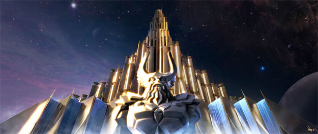Concept Art de Thor: entrada al palacio de Odín