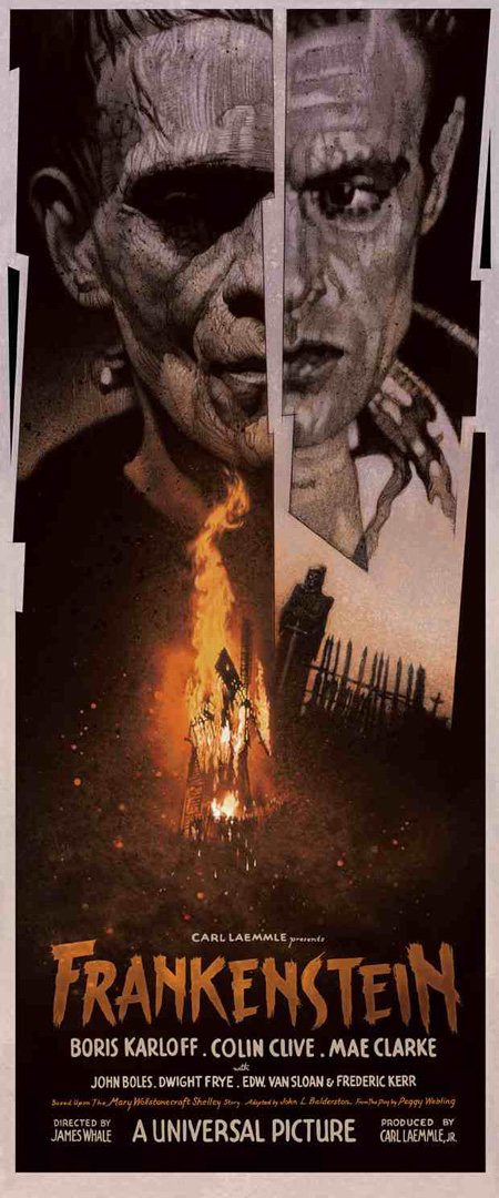 Fabuloso cartel del Frankestein de James Whale obra de Drew Struzan