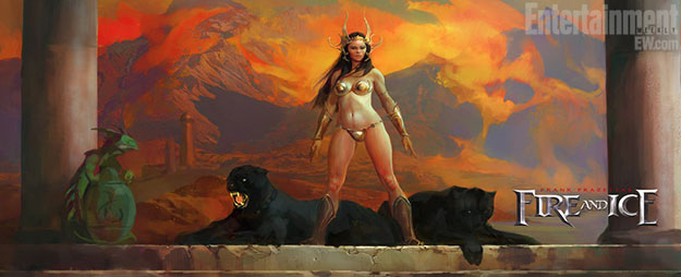 Concept art a lo Frank Frazetta para la live-action movie de Tygra: hielo y fuego