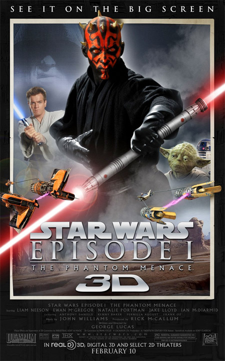 El cartel con que La amenaza fantasma 3D llegar&aacute; a los cines en USA el 10 de febrero del 2012 