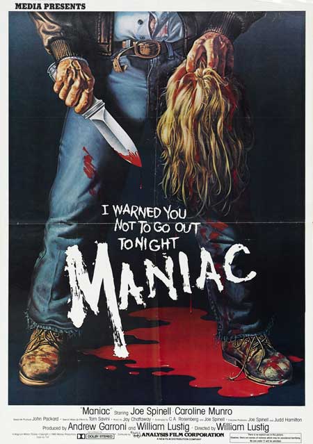 El cartel del Maniac de William Lustig... en la l&iacute;nea de la &eacute;poca