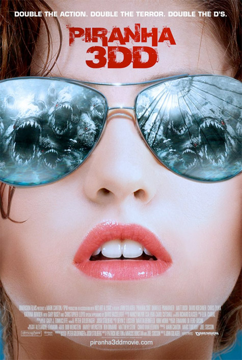 Uno de los molones carteles de Piranha 3DD