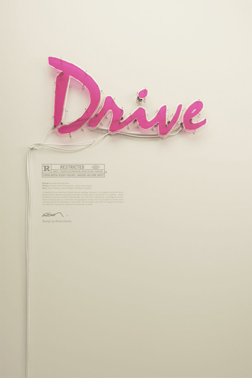 Magn&iacute;fico cartel f&iacute;sico de ne&oacute;n para Drive de Nicolas Widing Refn