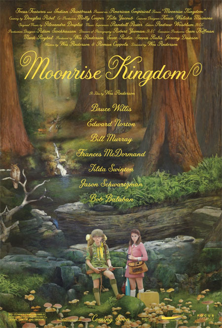 Simpático cartel de lo último de Wes Anderson... la raruna Moonrise Kingdom