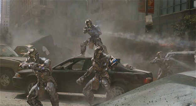 Los Chitauri arrasando la ciudad