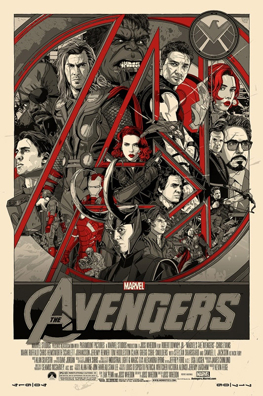 Cartel de Los Vengadores obra de Tyler Stout vía Mondo