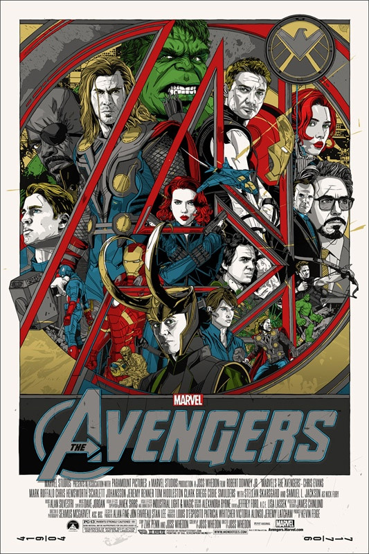 Cartel de Los Vengadores obra de Tyler Stout vía Mondo