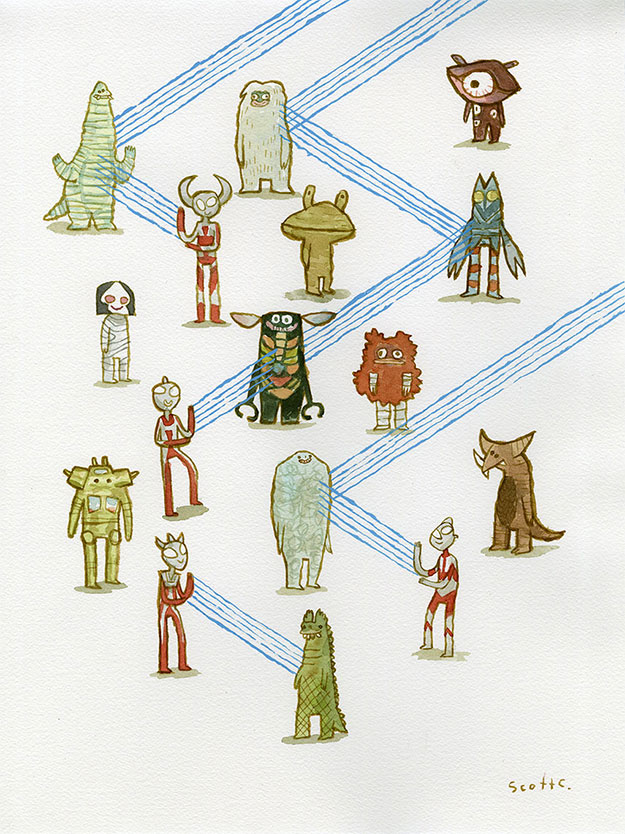 Flipando con el dibujo de Scott Campbell dedicado al mundillo Ultraman