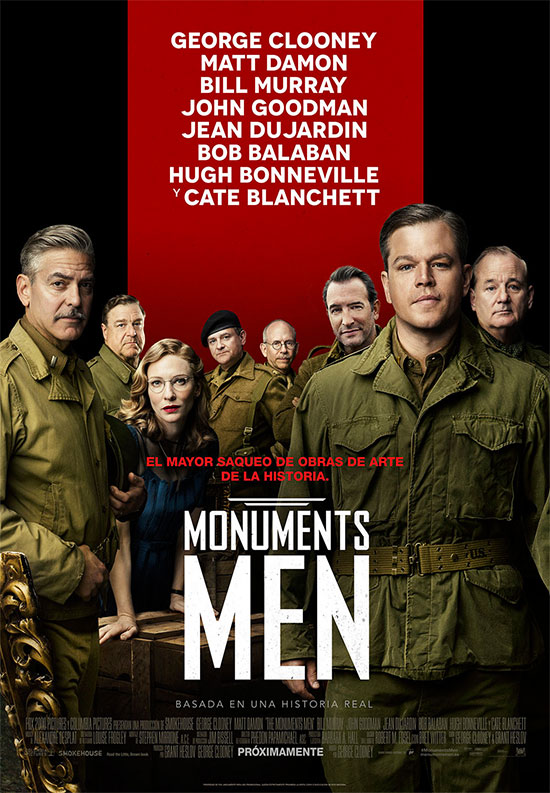 Cartel español de Monuments Men con todo el reparto