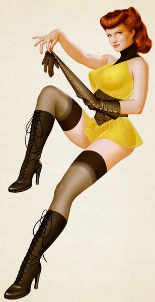 Dibujo de una Sally Jupiter modo pinup