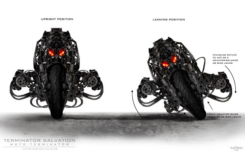 Moto-Terminator en modo recto y tomando una curva
