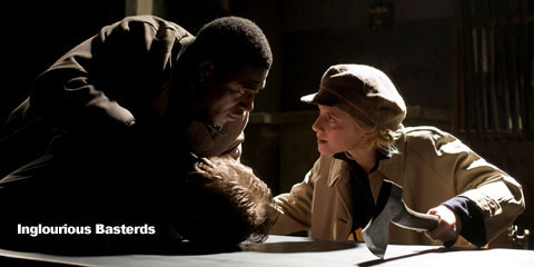 Shosanna Dreyfus (Melanie Laurent) y el c&aacute;mara Marcel (Jacky Ido) aplic&aacute;ndose...