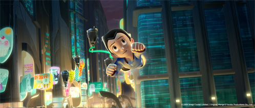Astro Boy sobrevuela Metro City