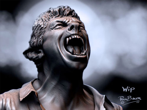 Arte conceptual de The Wolf Man creado por Rick Baker