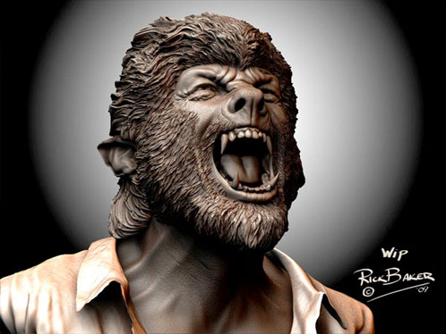 Arte conceptual de The Wolf Man creado por Rick Baker