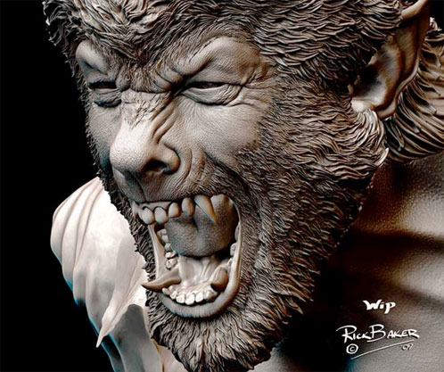 Arte conceptual de The Wolf Man creado por Rick Baker