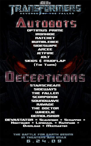 Lista de Autobots y Decepticons