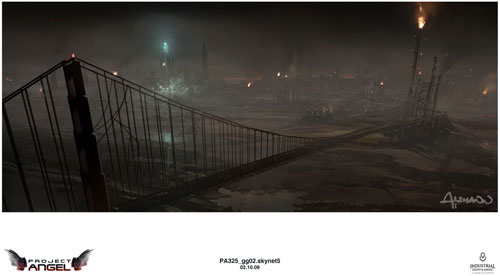 Arte conceptual de Terminator Salvation. San Francisco... Skynet