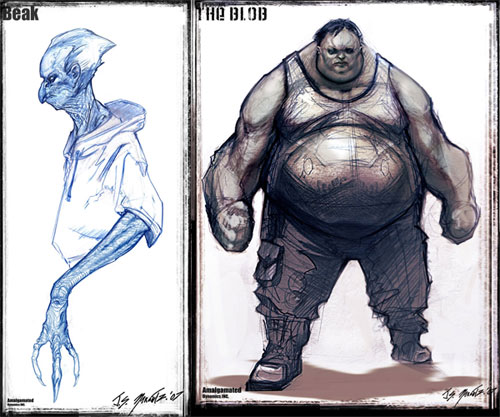 Diseños de Beak (desechado) y The Blob para "X-Men orígenes: Lobezno"