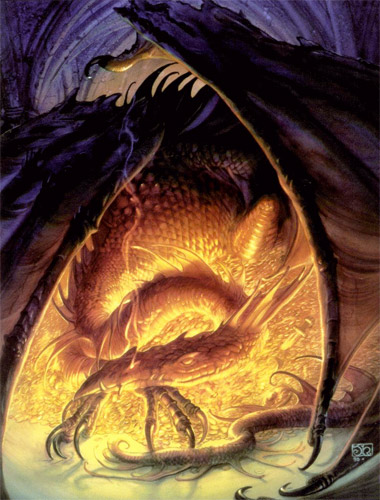 Smaug duerme sobre sus tesoros