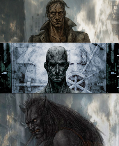 Diseños de criaturas creados por Patrick Tatopoulos para I, Frankestein