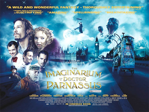 P&oacute;ster brit&aacute;nico de El imaginario del Doctor Parnassus