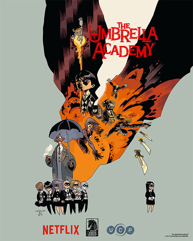 Cartel promocional de "Umbrella Academy" de Netflix