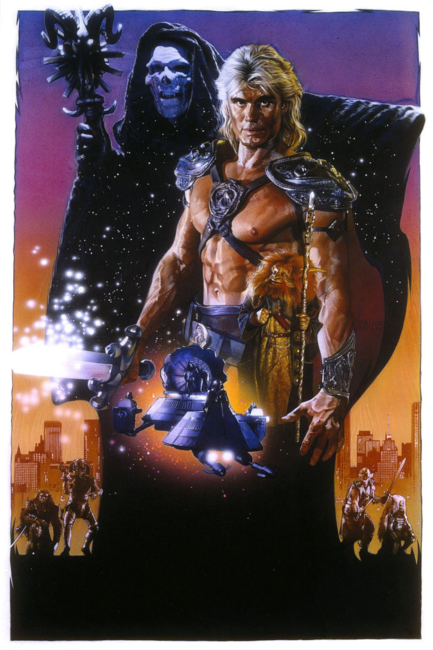 Drew Struzan ilustrando Masters del Universo... la de Dolph Lundgren