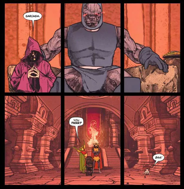 Mister Miracle, Big Barda, el nene y... Darkseid