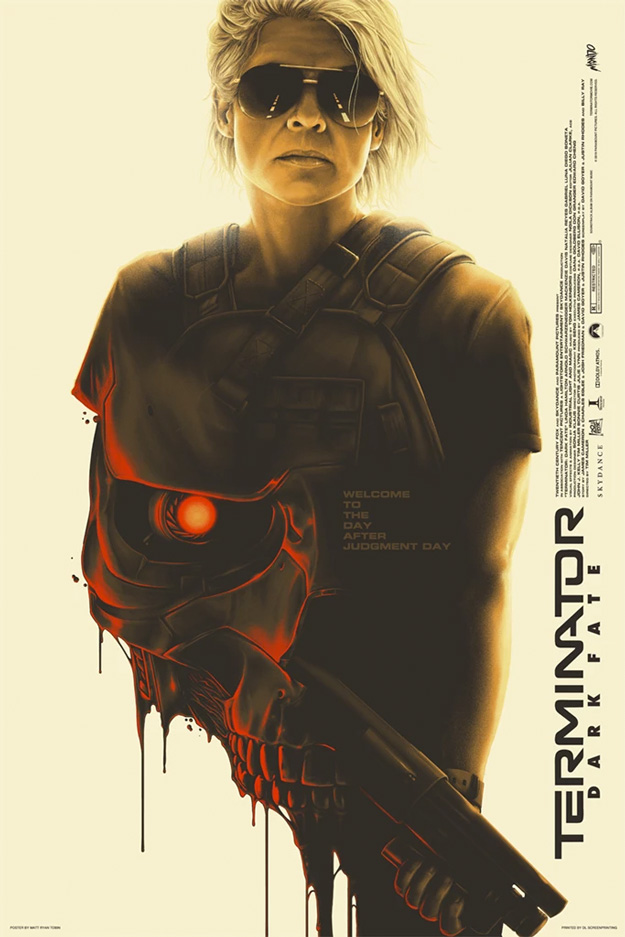 Cartel de Terminator: destino oscuro por Mondo, con permiso de la superlativa Mackenzie Davis, Sarah Connor es la protagonista