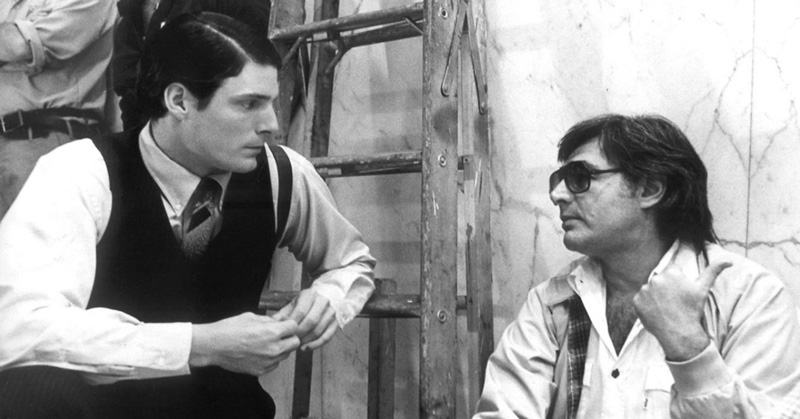 Richard Donner y Christopher Reeve en el set de Superman