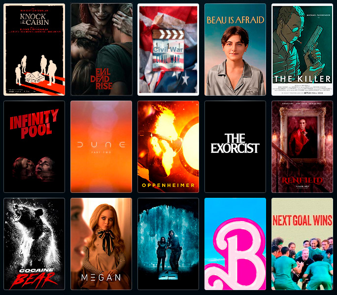 Las 15 de 2023 que espero con ganas: Knock at the Cabin, Evil Dead Rise, Civil war, Beau is Afraid, The Killer, Infinity Pool, Dune Part 2, Oppenheimer, The Exorcist, Renfield, Cocaine Bear, M3GAN, 65, Barbie y Next Goal Wins