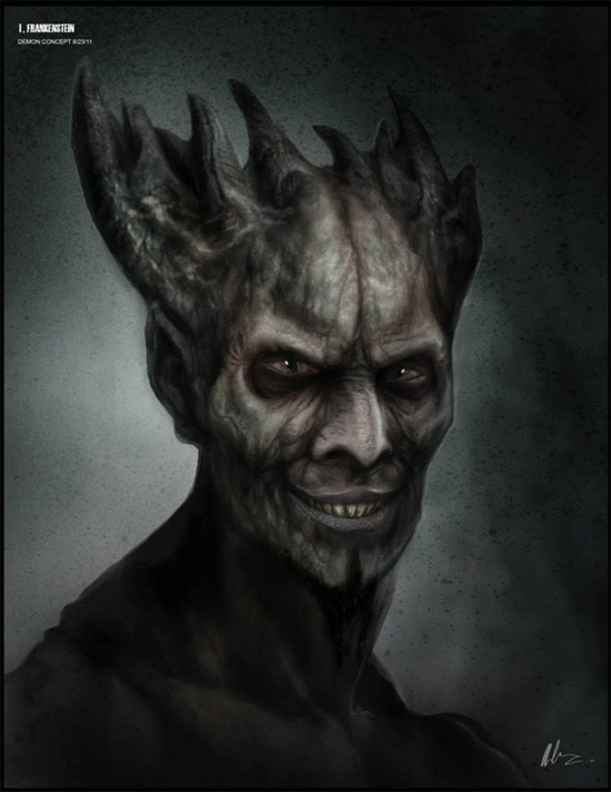 Concept art del demonio interpretado por Bill Nighy en I, Frankestein