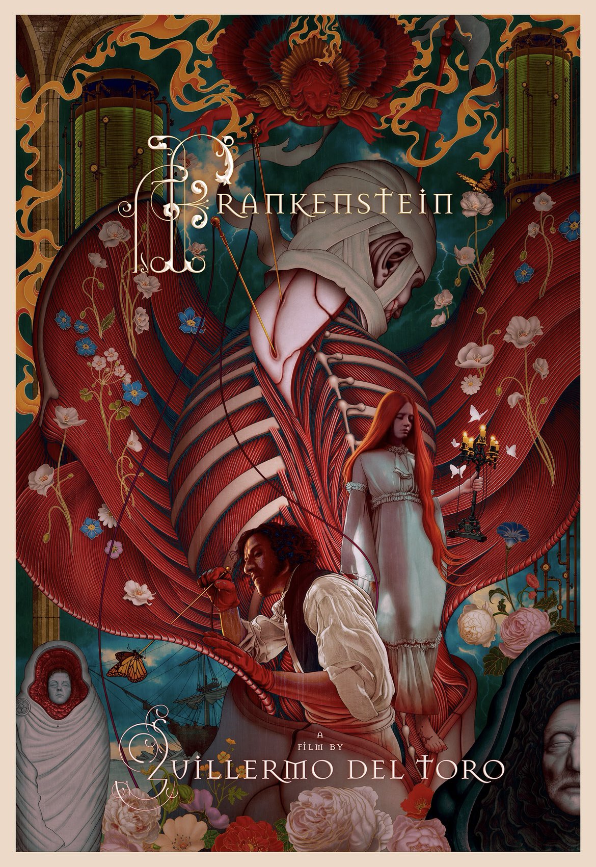 El maravilloso cartel de James Jean para el Frankenstein de Guillermo del Toro